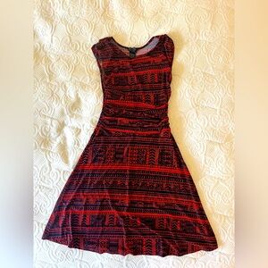 Elegant Red and Black Patterned Dress